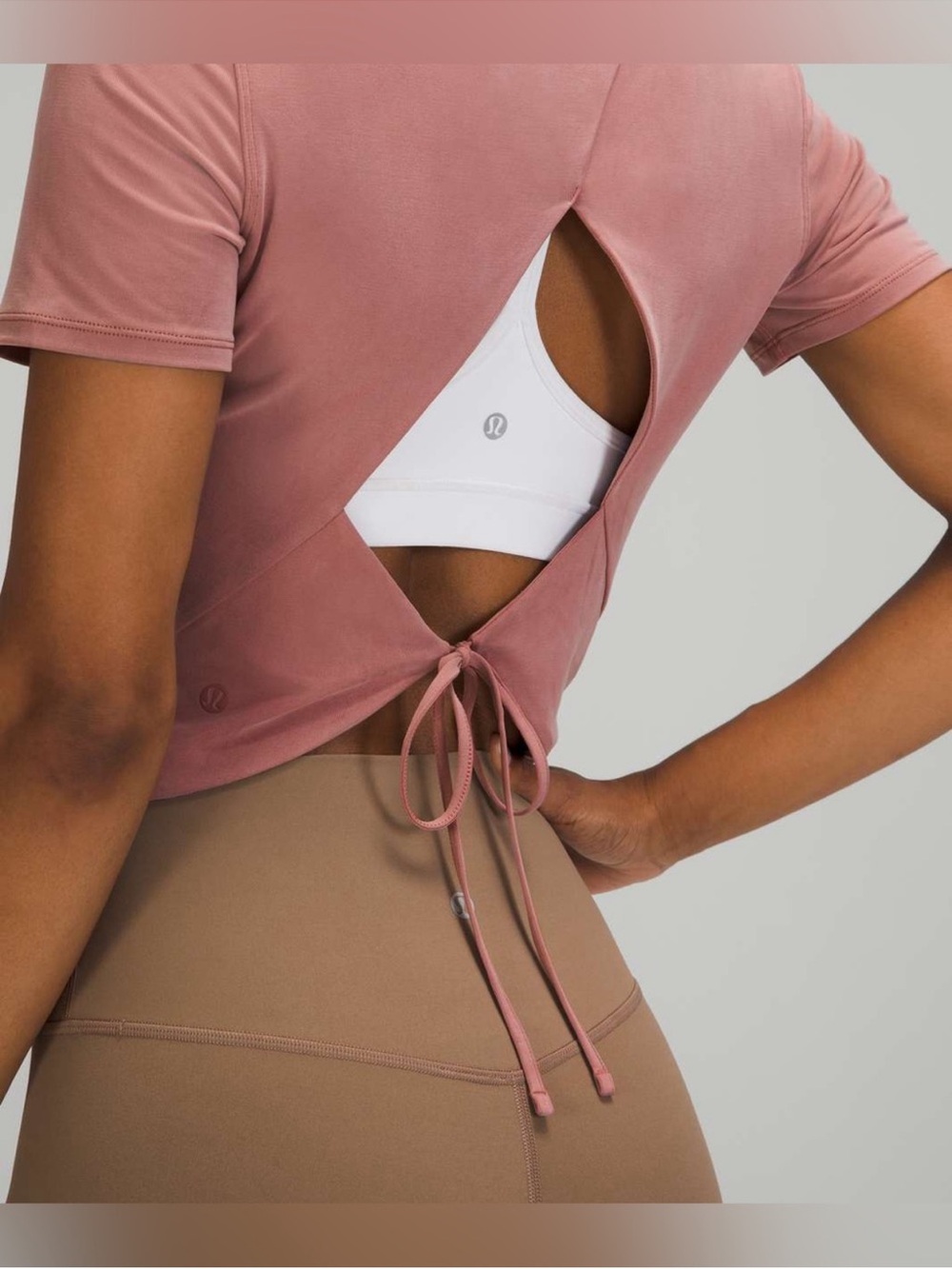Lululemon Open Tie-Back Short Sleeve Size 6 Spiced Chai